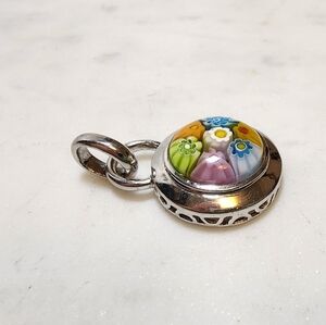 Alan K Multicolor Millefiori Murano Glass & 925 Sterling Silver Circular Pendant